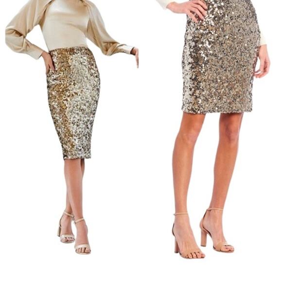 ANTONIO MELANI Dresses & Skirts - Antonio Melani Kasia All that Shimmers Gold Sequin Skirt Size 12 NWT